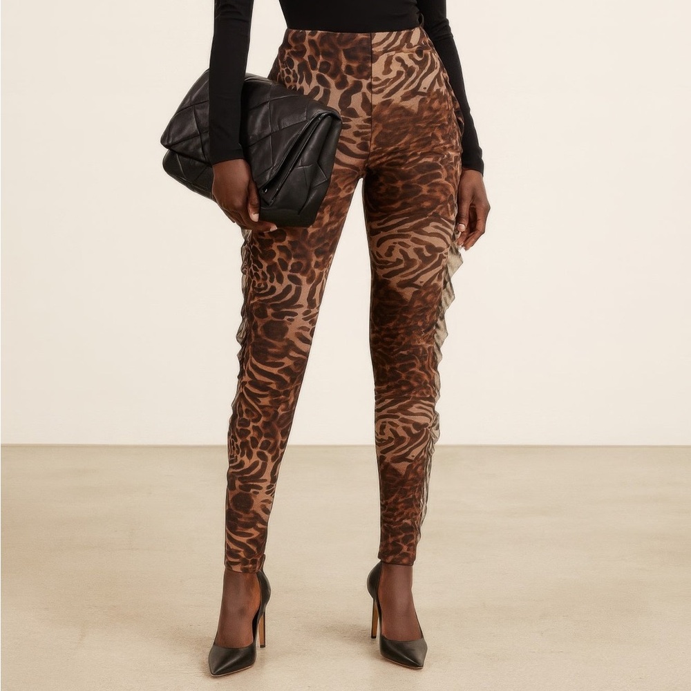 Leopard Side Ruffle Printed Pants - Picture 4 of 5